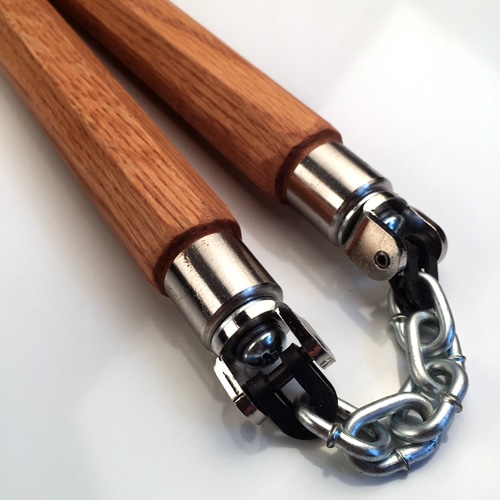 Red Oak Straight Octagon U Swivel Nunchaku